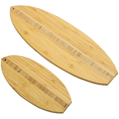 वाशिंग सर्फ़बोर्ड के आकार का बांस कसाई ब्लॉक लकड़ी कटिंग बोर्ड 2 पीसी