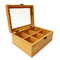 घरेलू 24x16x9 सेमी बांस चाय भंडारण बॉक्स ढक्कन के साथ लकड़ी