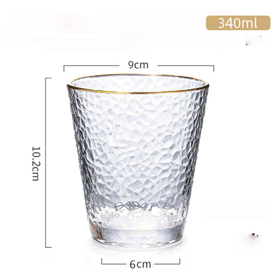 300ml 320cm 400ml गोल्ड रिम पीने के पानी के गिलास क्रिस्टल लीड फ्री